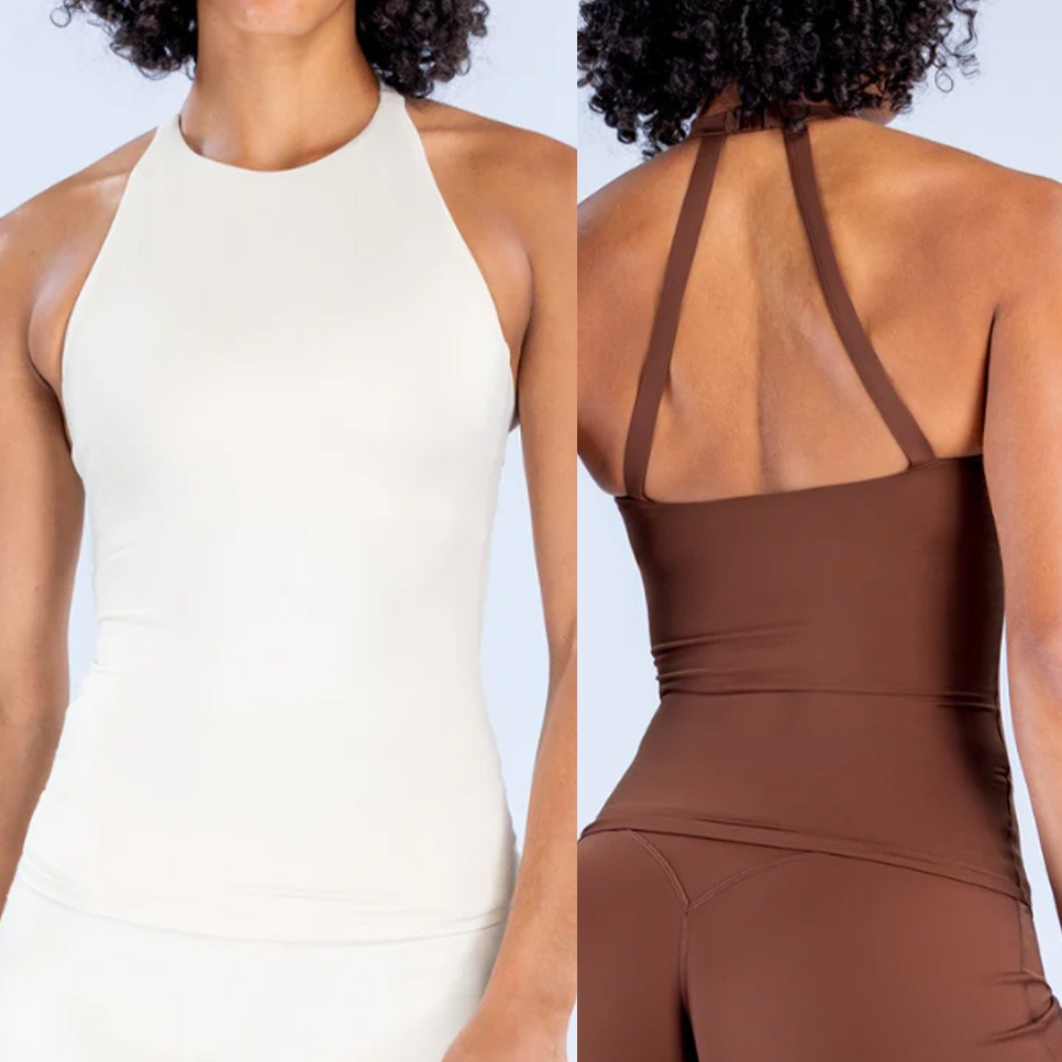 Suspender Tank Top - Débardeur Halter pour Femme avec Soutien-Gorge